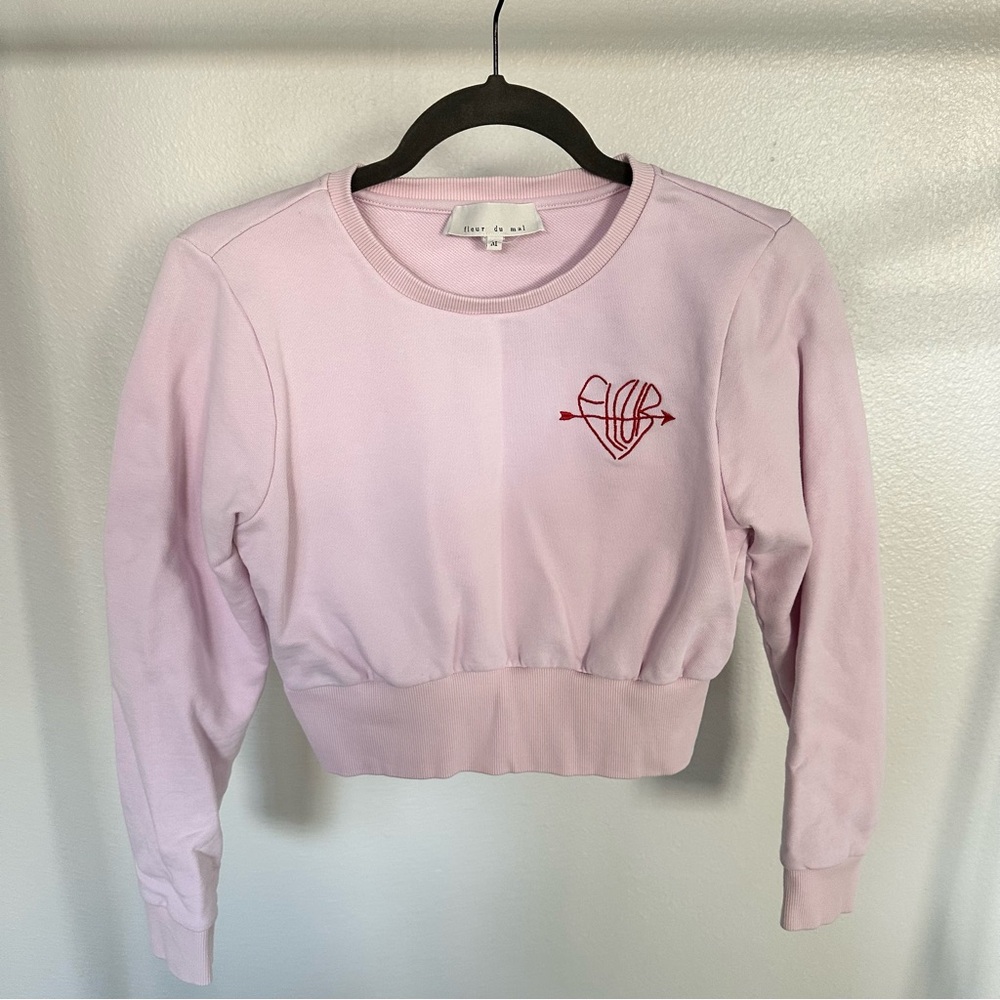 Fleur du Mal Pink Cropped Sweatshirt